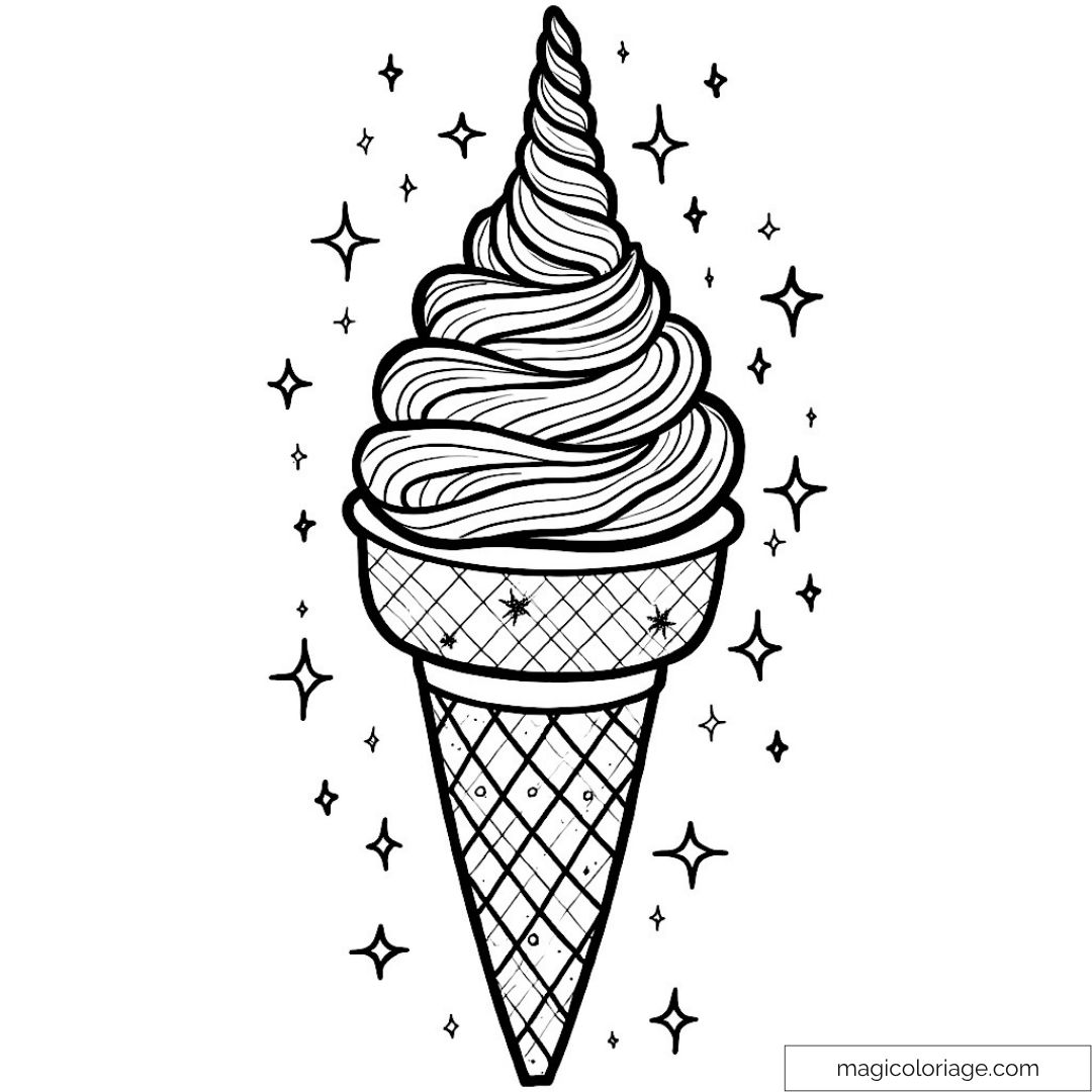 Cornet de glace avec étoiles scintillantes