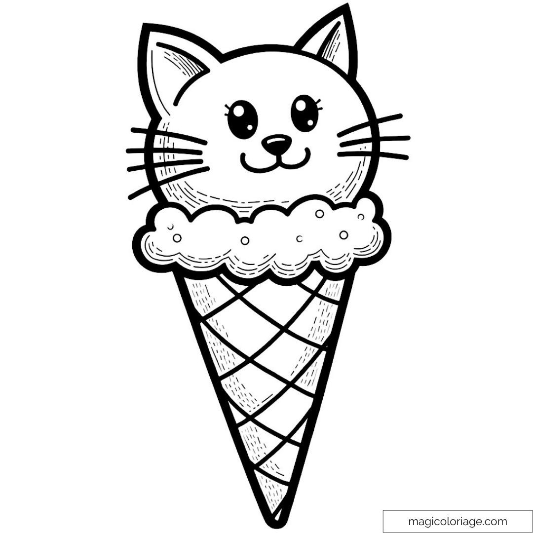 Corne de glace en forme de chat adorable