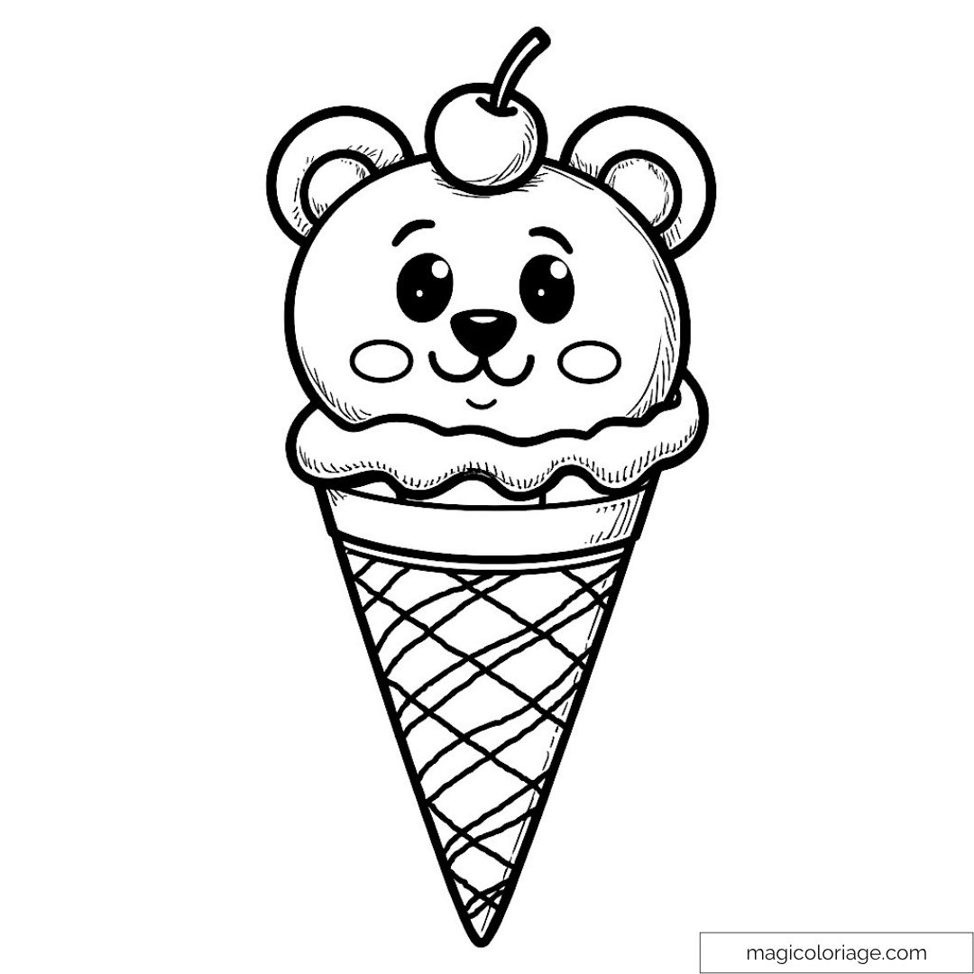 Glace en forme de panda avec cerise
