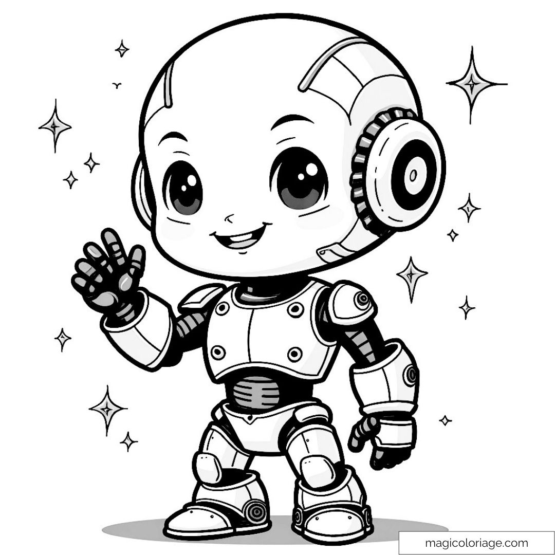 Image d'un robot mignon avec étoiles