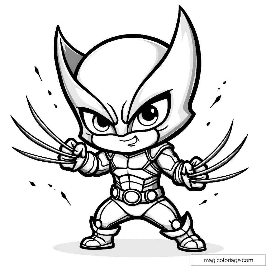 Coloriage super-héros griffes style chibi