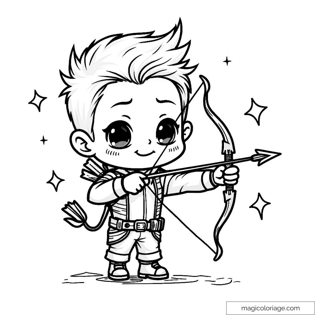 Petit archer chibi avec arc et flèches