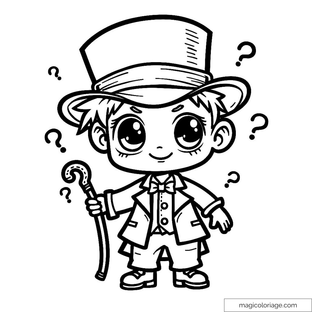 Petit magicien avec chapeau et canne