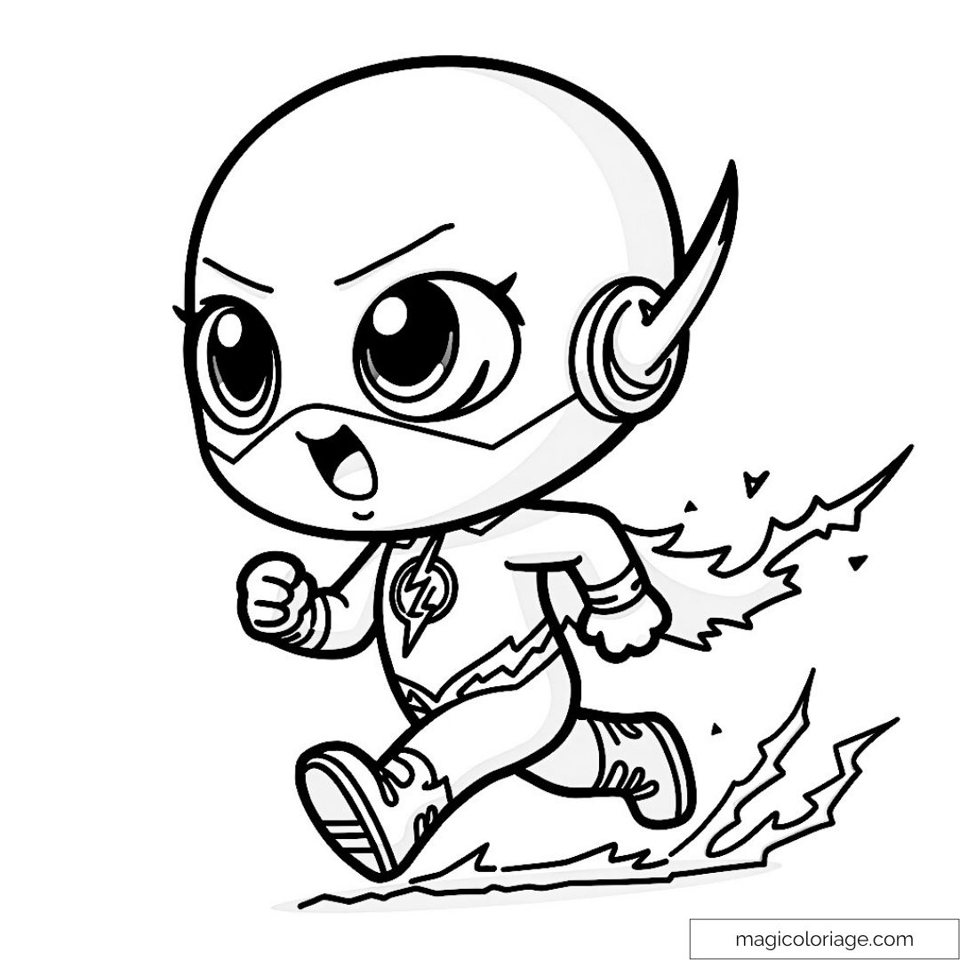 Dessin de Flash Chibi avec détails de vitesse et d'énergie