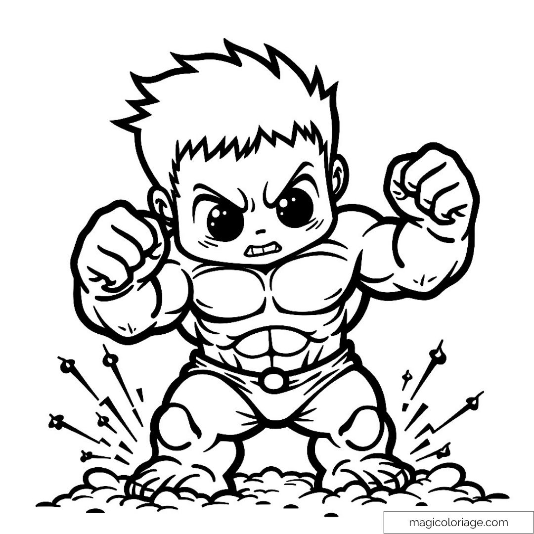 Dessin d'un personnage musclé en colère