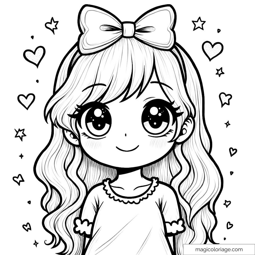 Fille manga avec long cheveux