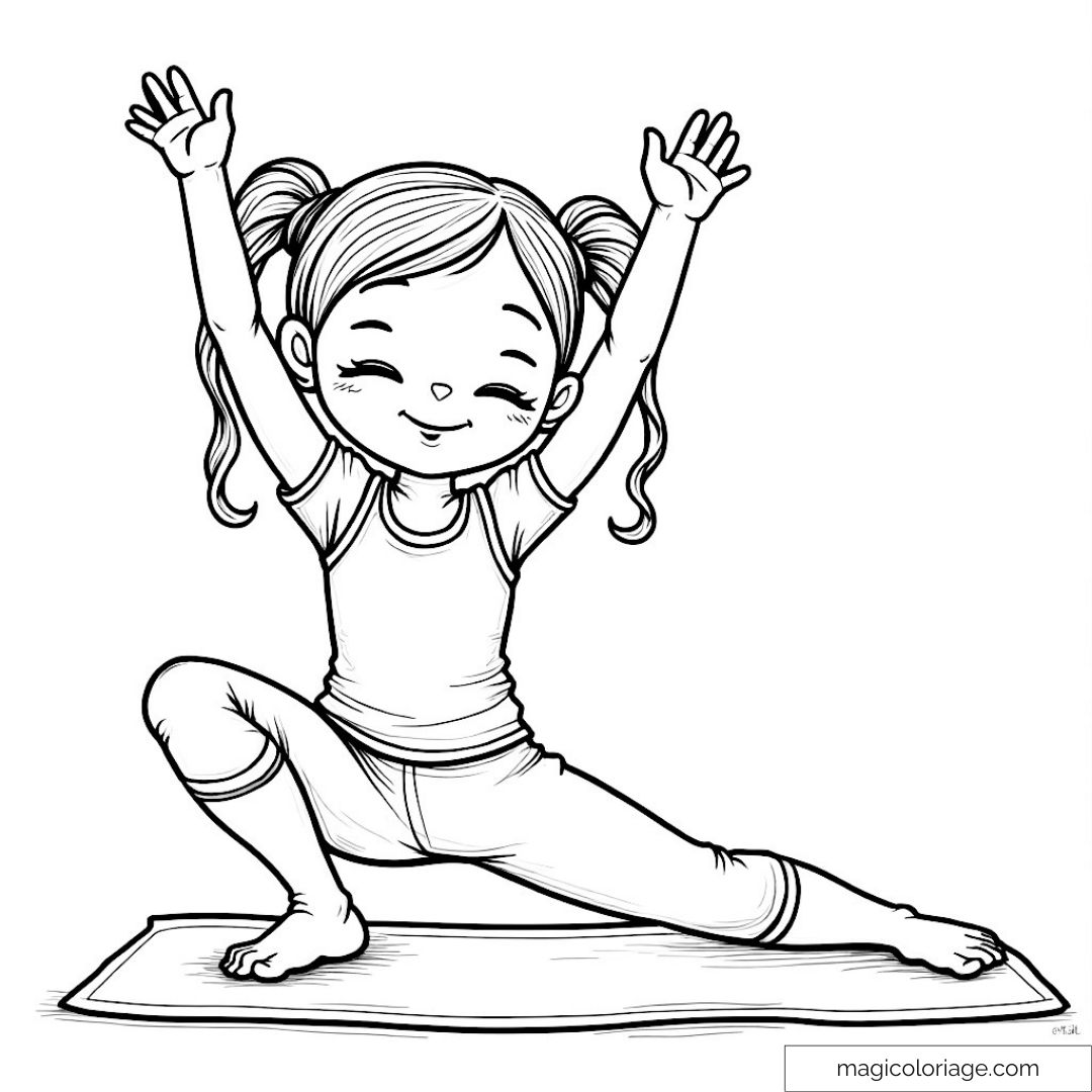 Fille faisant du yoga sur un tapis