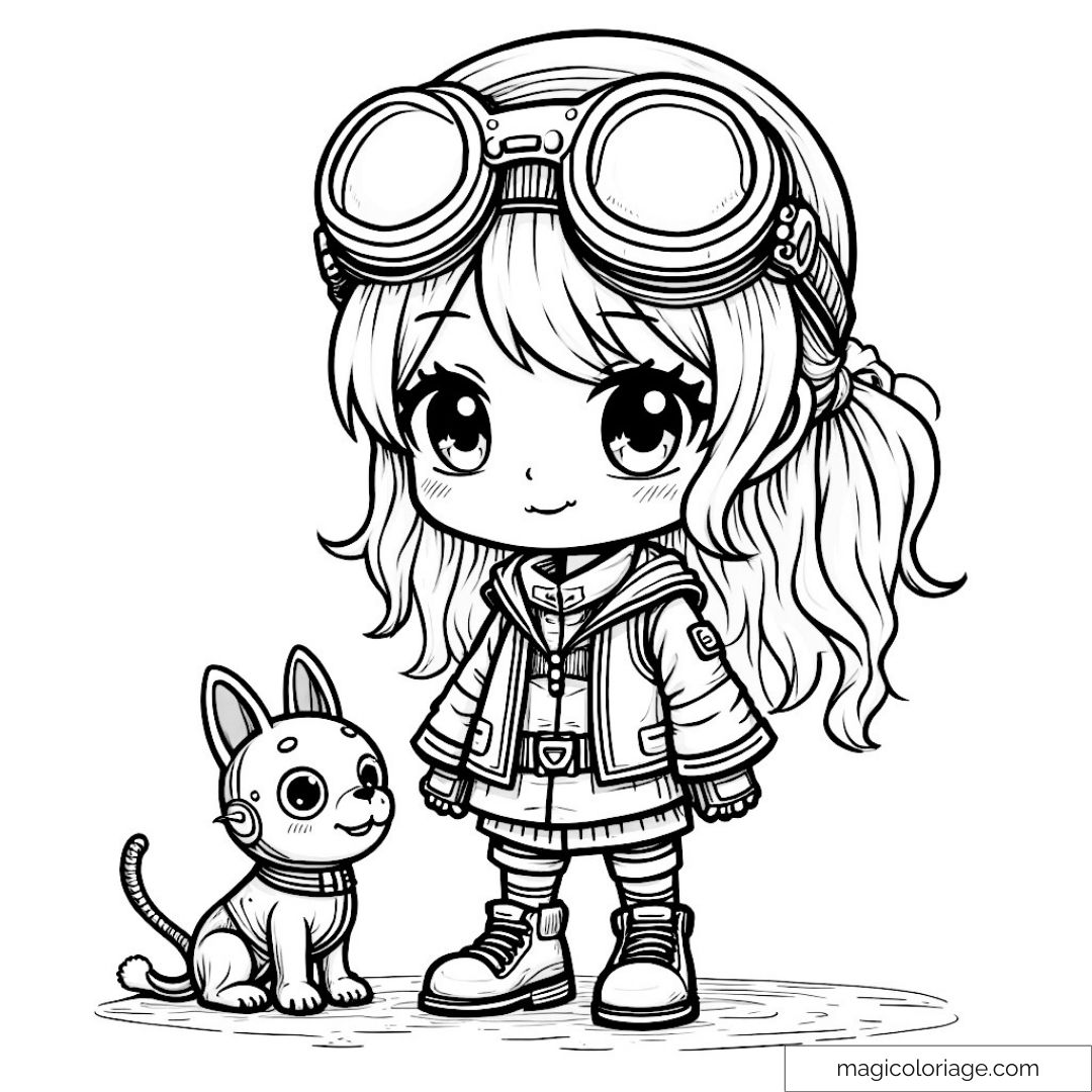 Fille mignonne avec lunettes et chien adorable