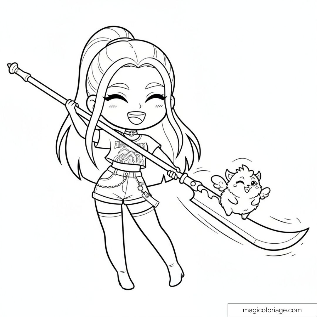 Image de Mira de Kpop Demon Hunters avec compagnon volant et épée