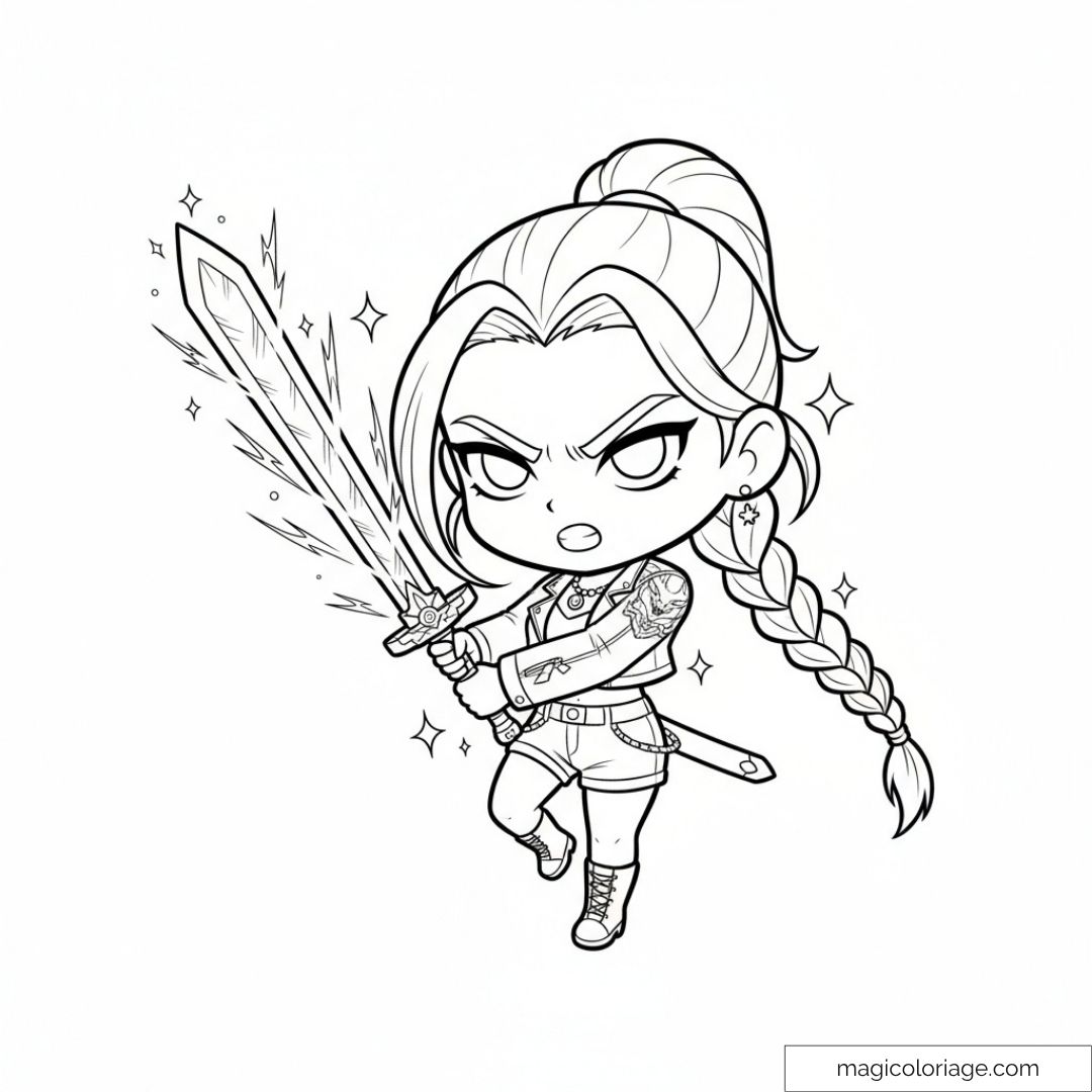 Rumi de Kpop Demon Hunters brandissant une épée magique.