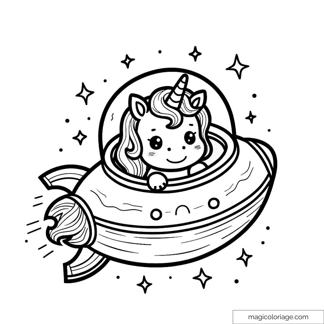 Licorne dans soucoupe volante