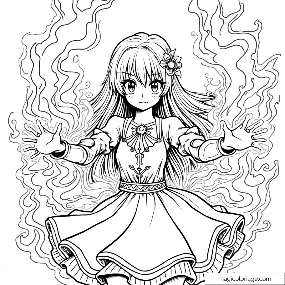 Une fille manga utilise ses pouvoirs magiques