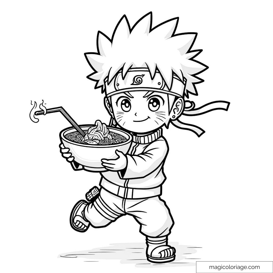 Dessin de Naruto mangeant des ramen