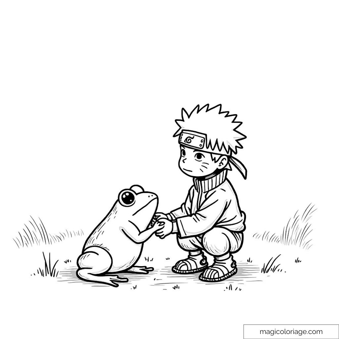 Dessin de Naruto avec une grenouille