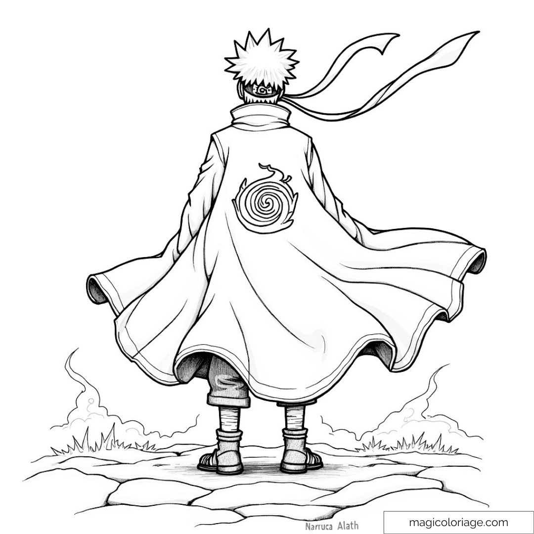 Dessin de Naruto Hokage de dos