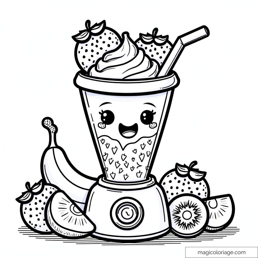 Image de smoothie souriant avec fraises