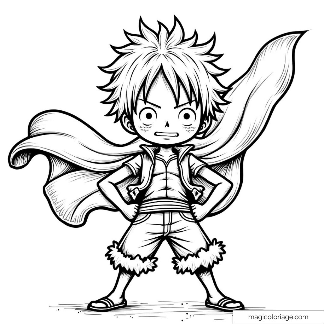 Dessin d'un chibi aventurier avec cape