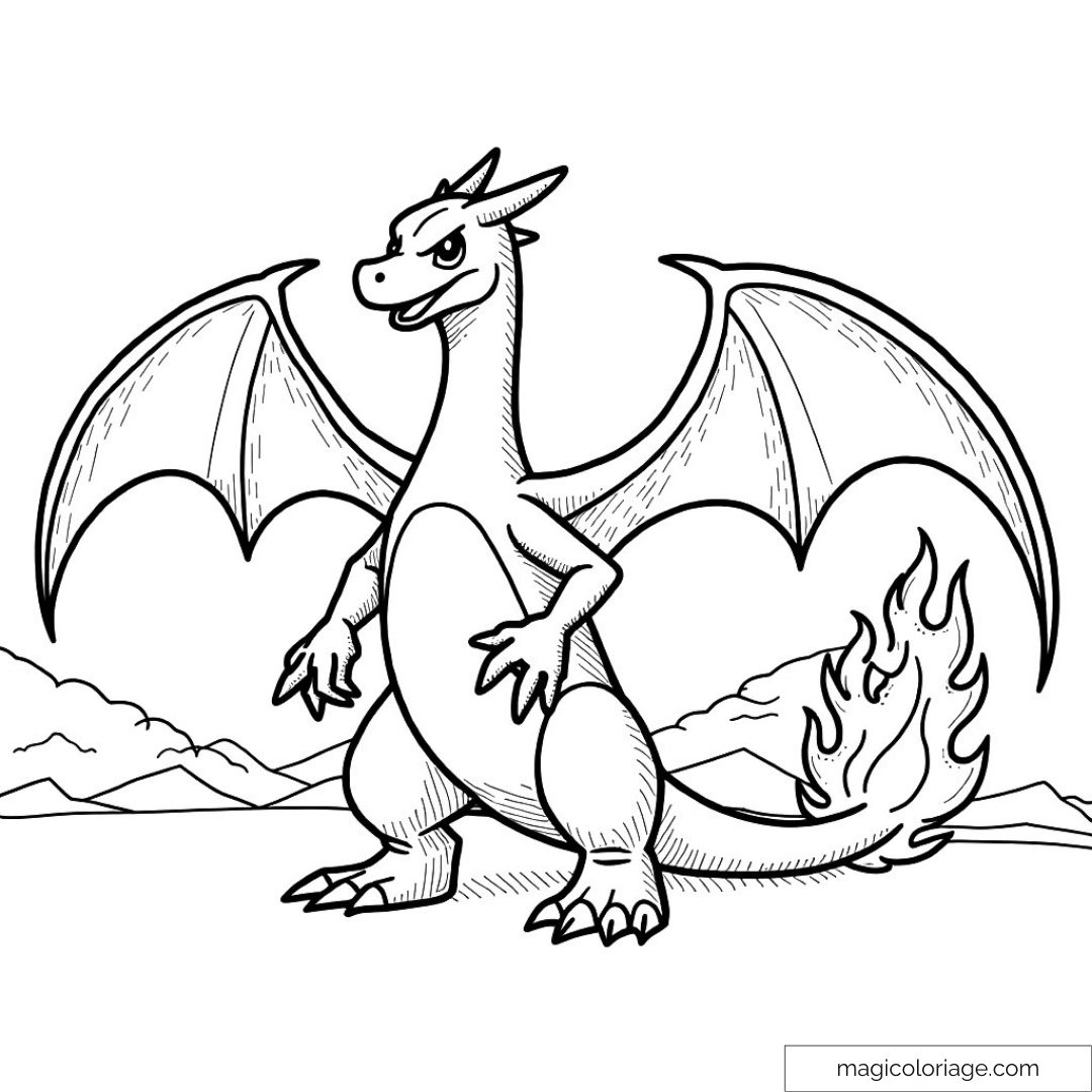 Dessin à colorier de Dracaufeu