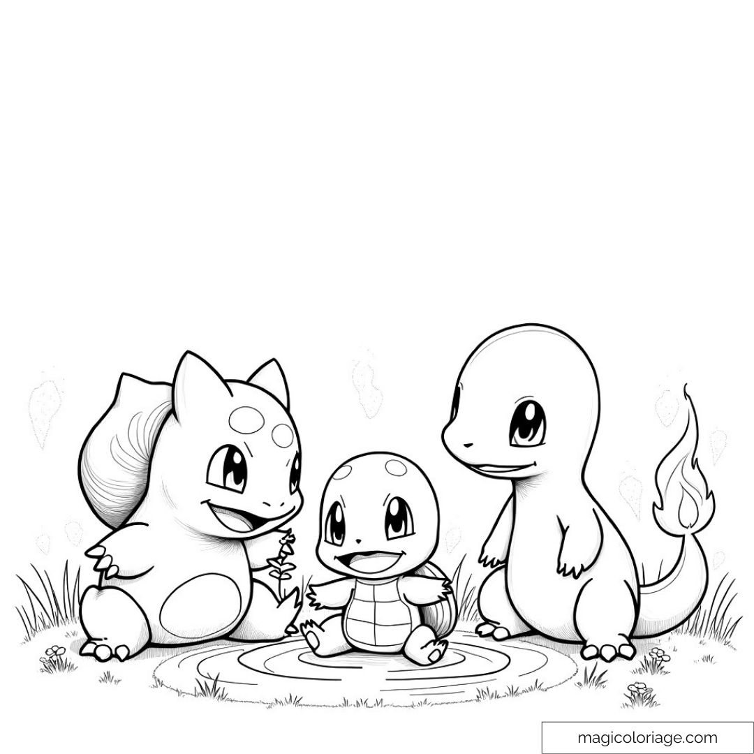 Illustration en noir et blanc de Bulbizarre