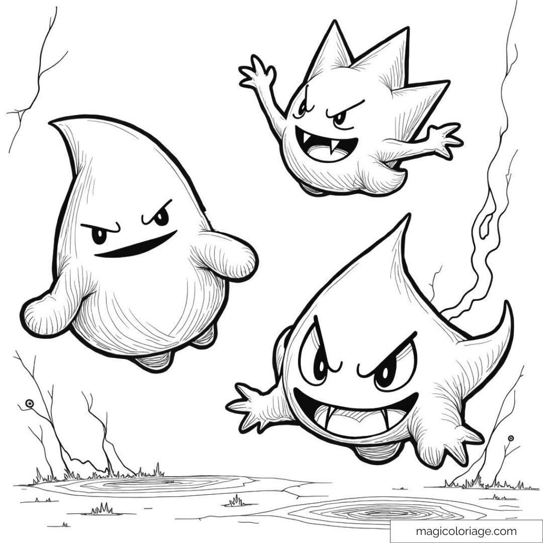 Dessin de Pokémon fantômes à colorier