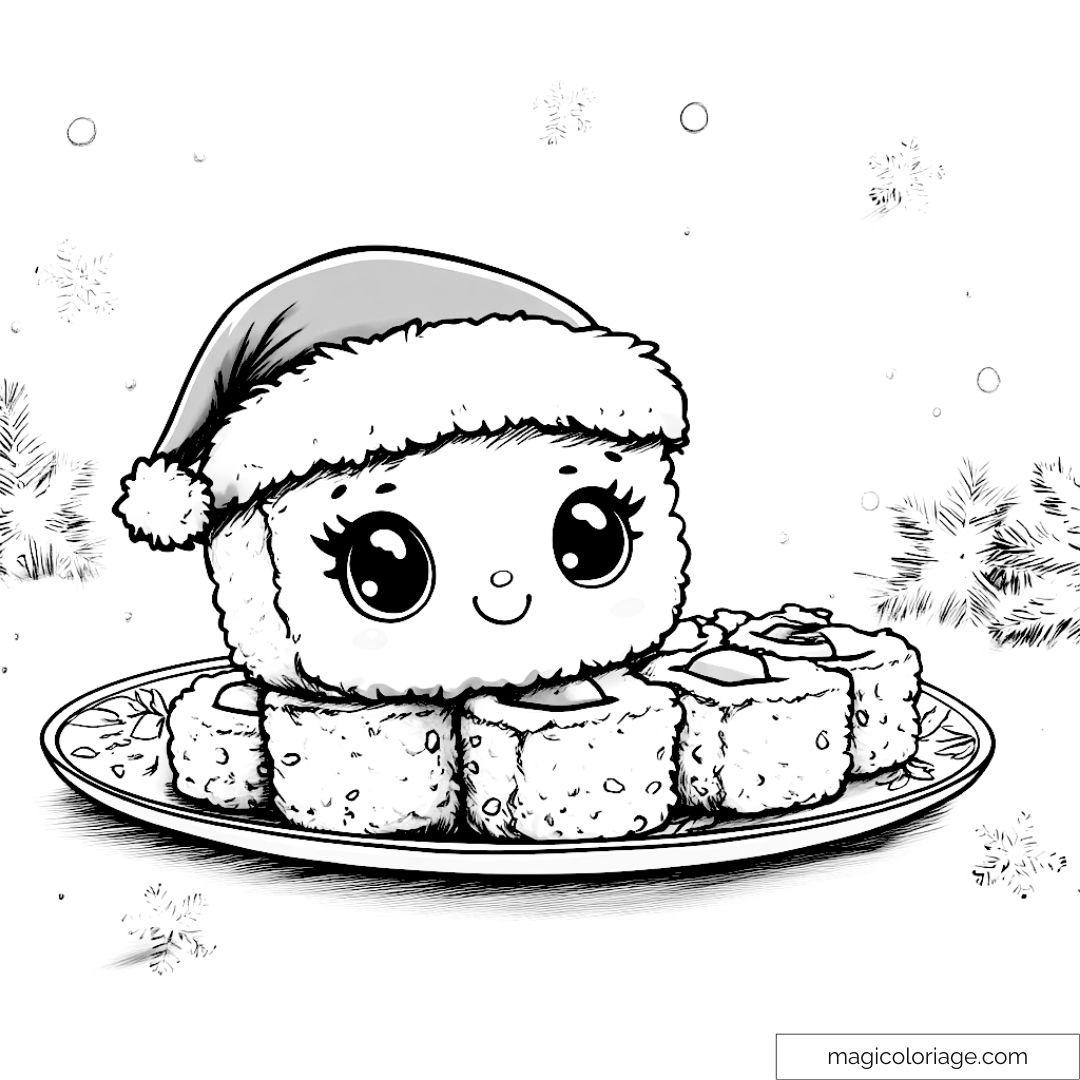 Sushi kawaii avec bonnet de Noël