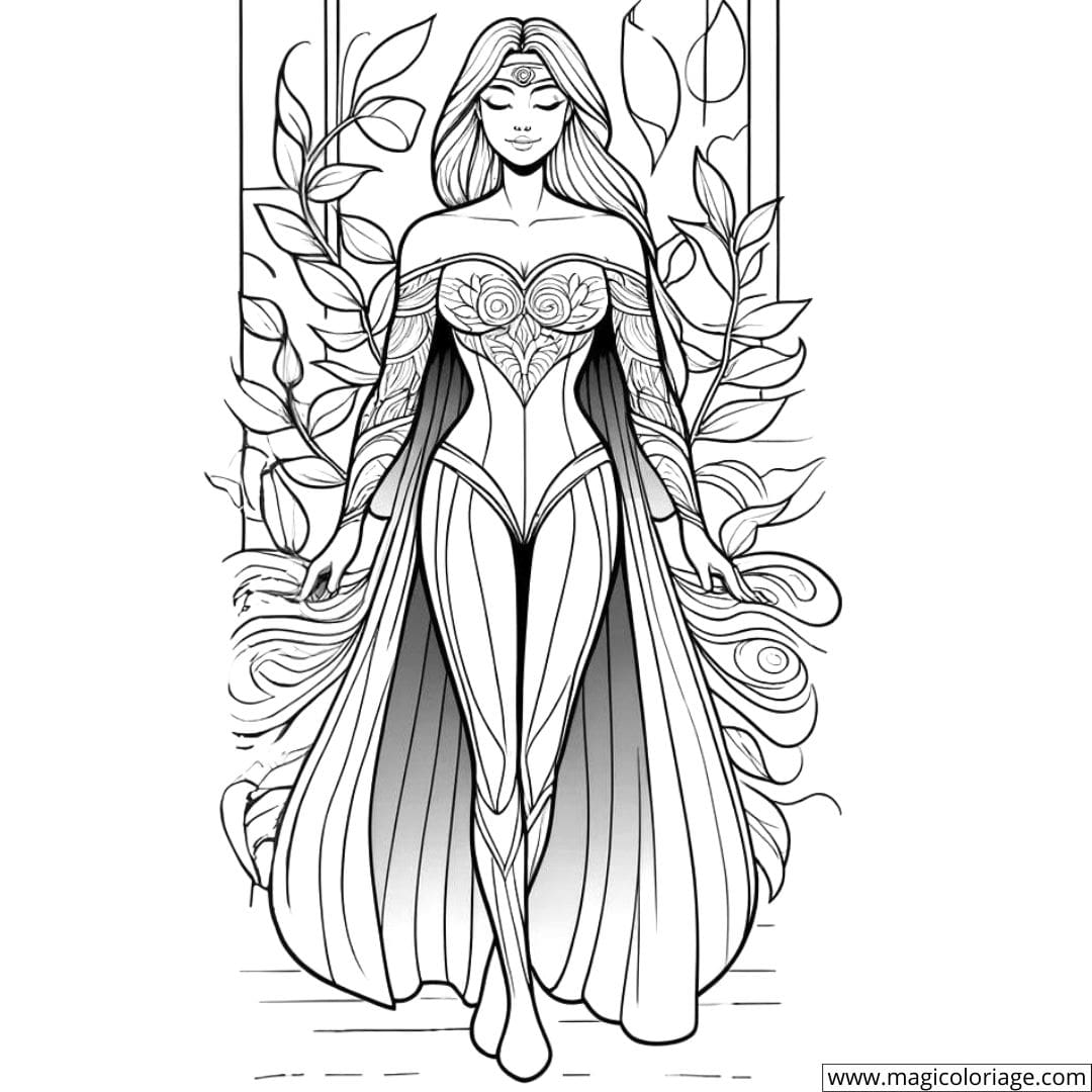 Dessin à colorier du Super-héros La Force Tranquille, pour enfants