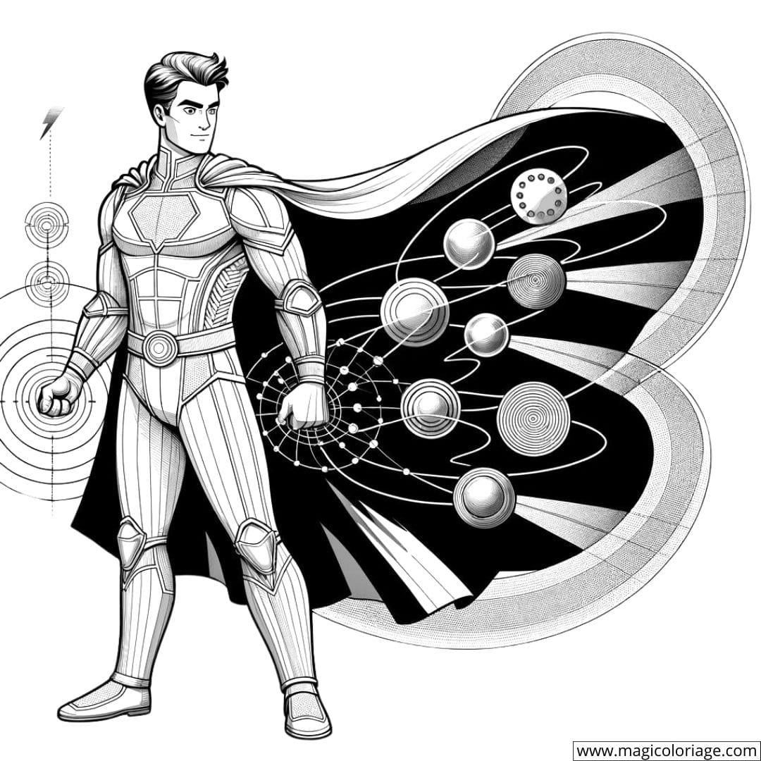Dessin à colorier du Super-héros Magnétique, pour enfants