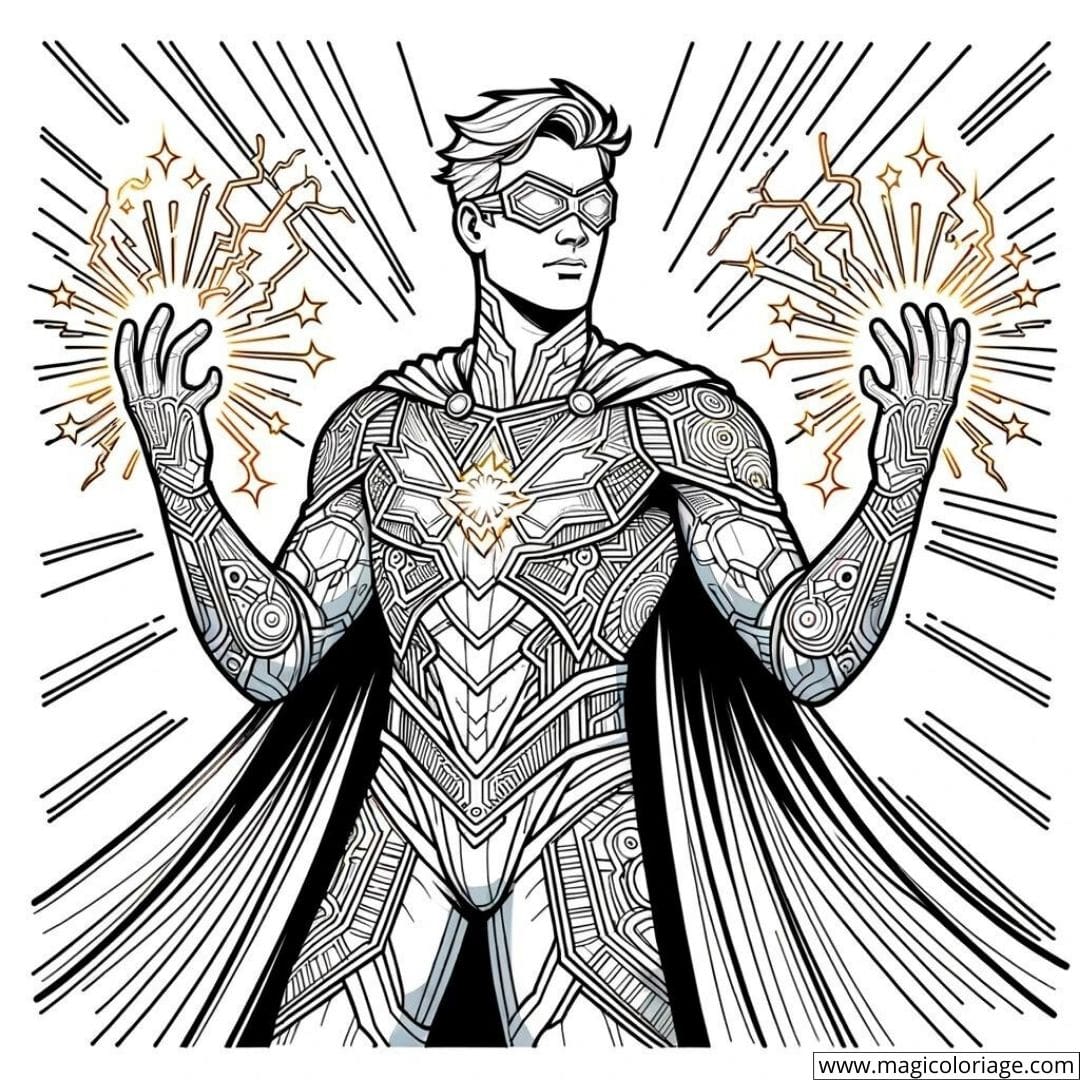 Dessin à colorier du super héros Rayon, pour enfants