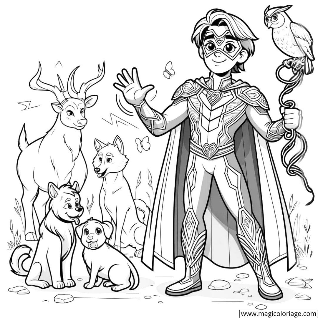 Dessin à colorier du super héros Seigneur des Bêtes, pour enfants