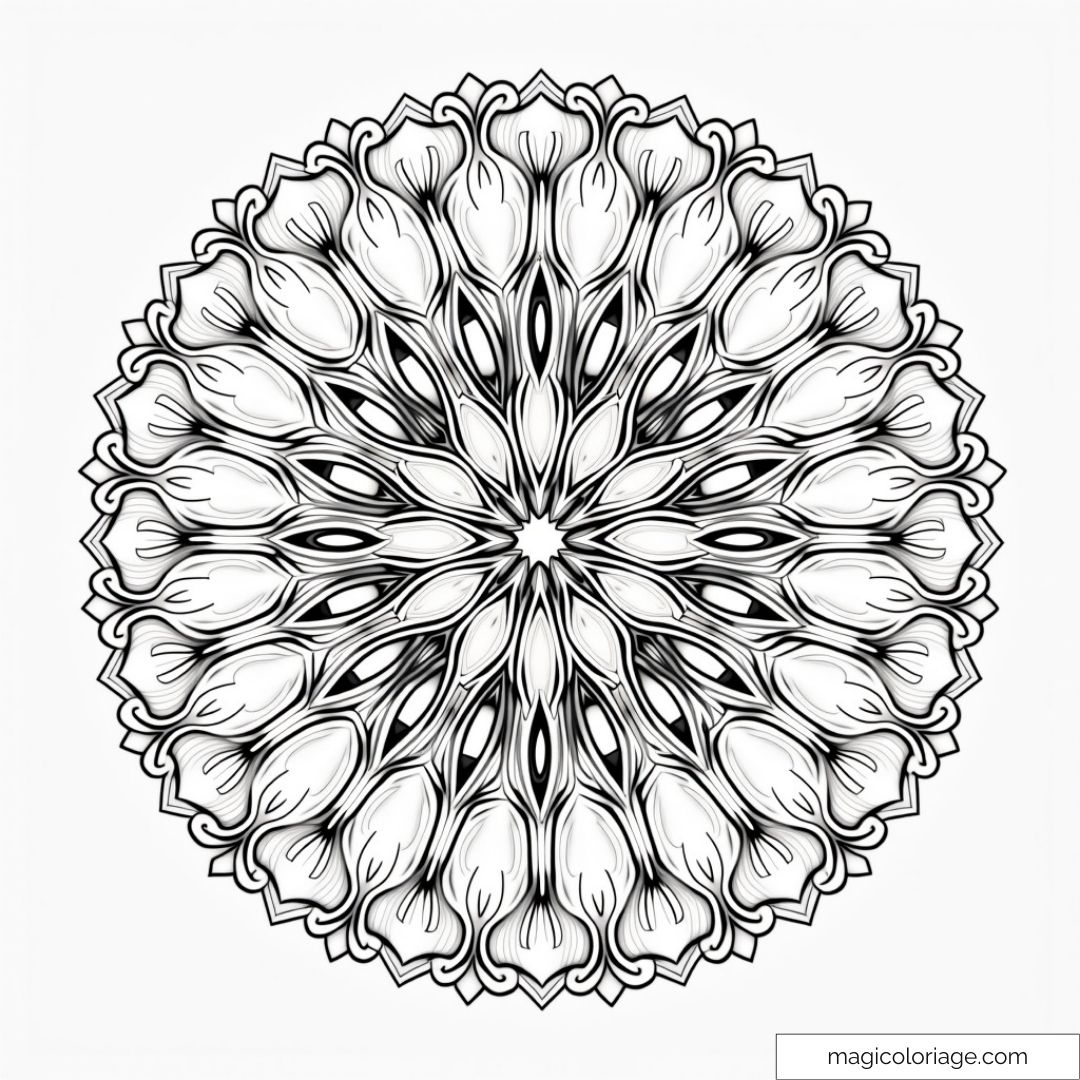 Mandala floral détaillé avec motifs symétriques