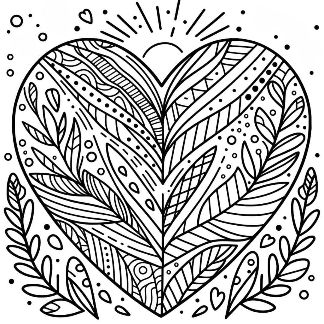 Coeur avec rayures pour coloriage