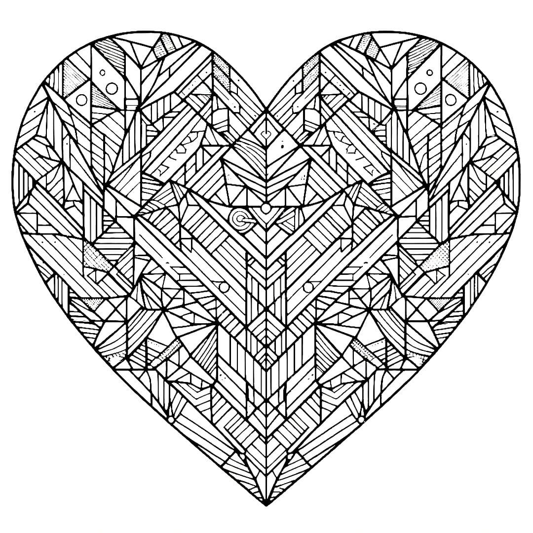 Cœur géométrique abstrait pour coloriage adulte