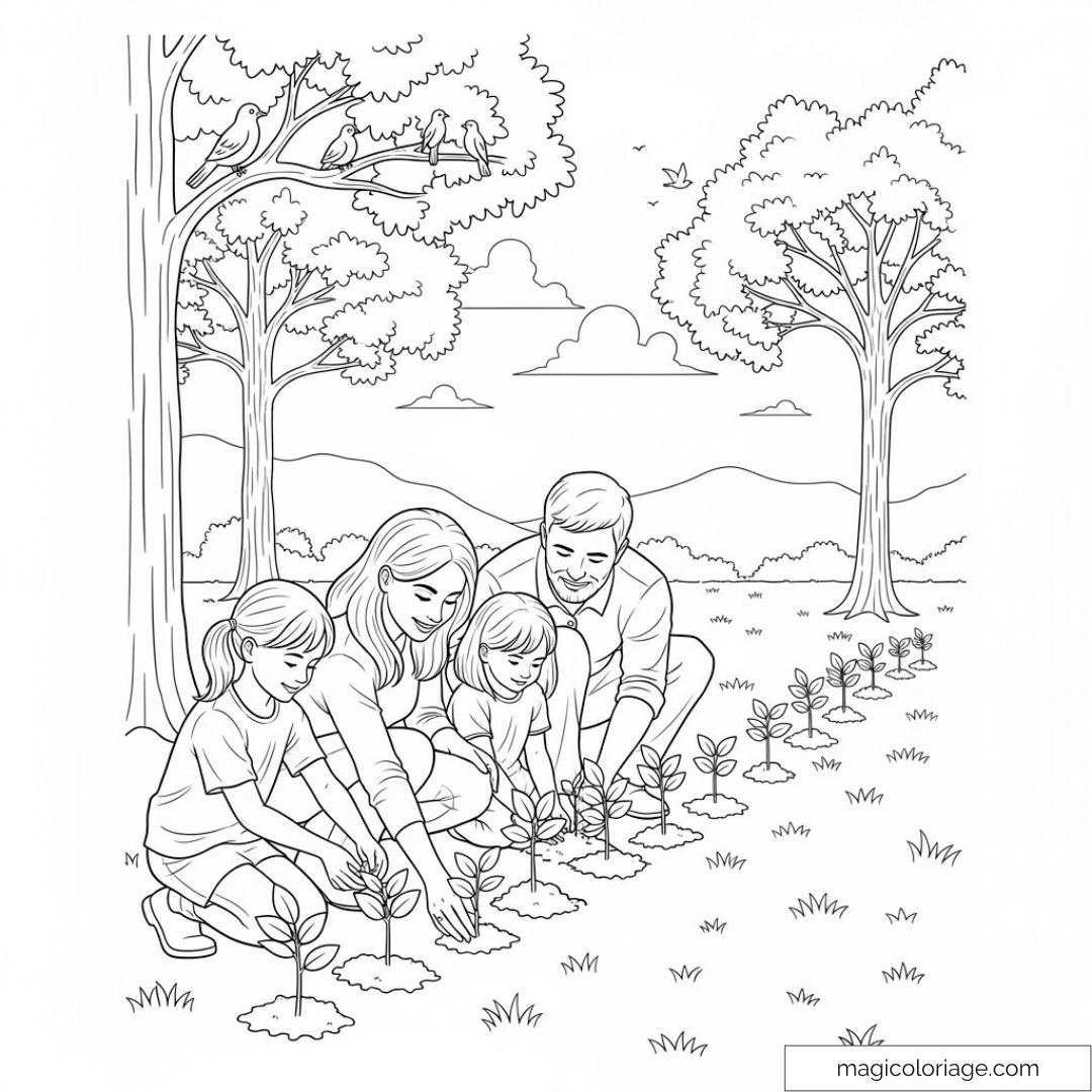 Coloriage de famille