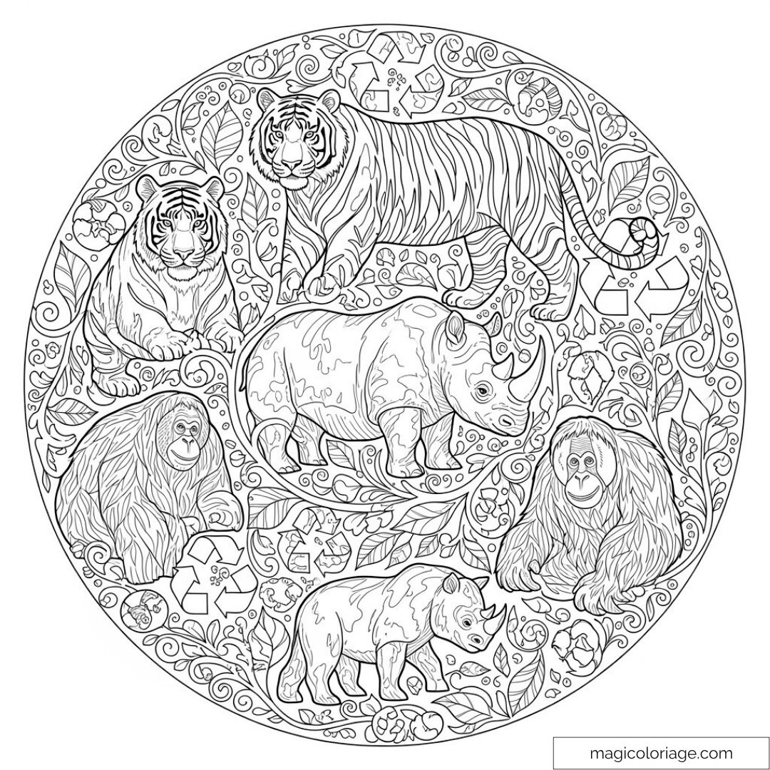 Mandala animaux : tigre