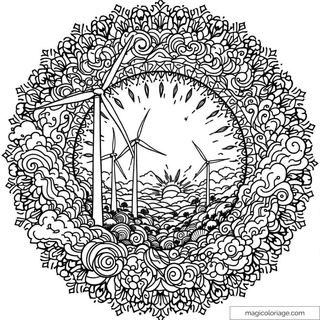 Mandala avec éoliennes