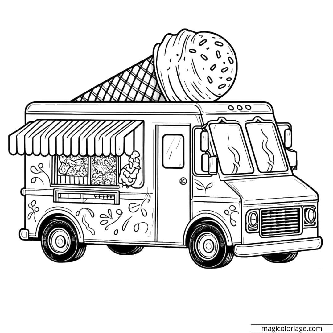 Camion de glaces à colorier