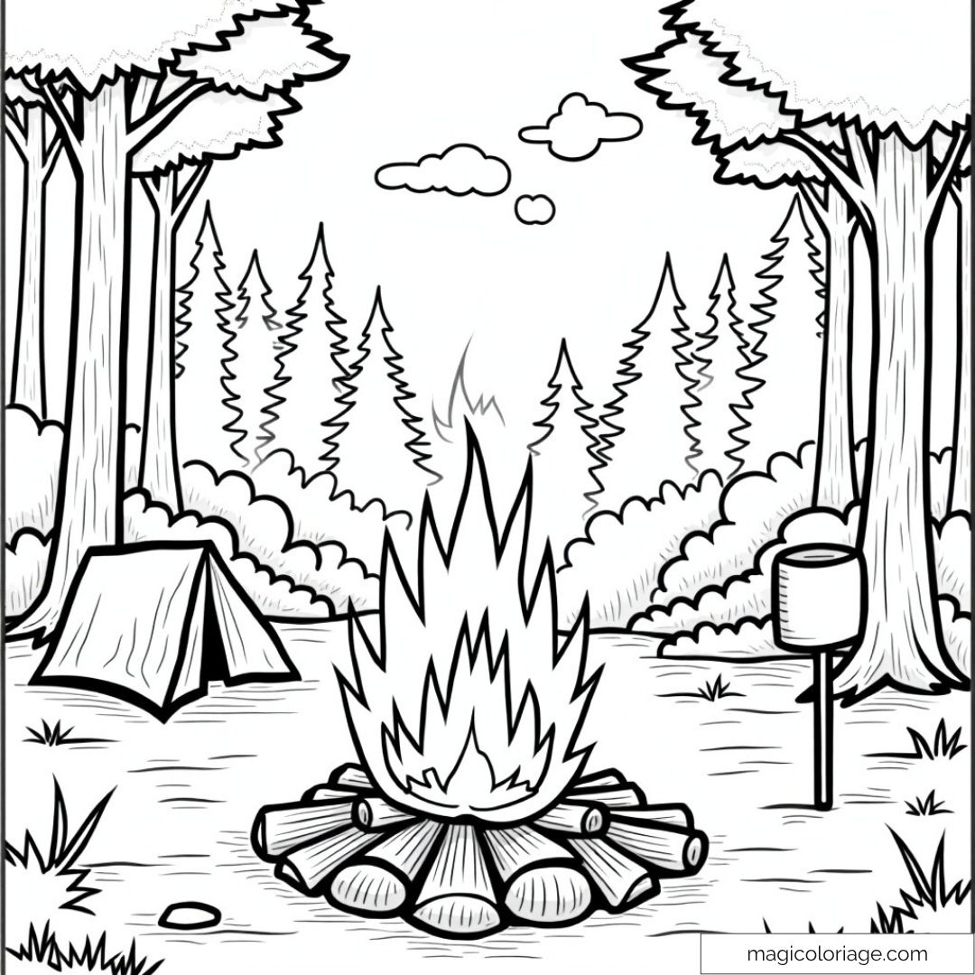 Dessin de camping avec tente