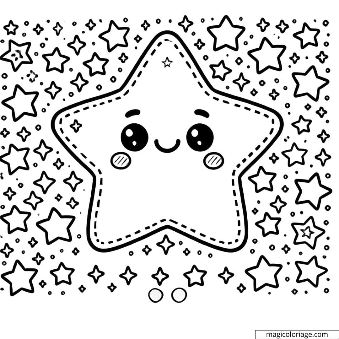 Coloriage d'une étoile amicale pour enfants de maternelle à imprimer.