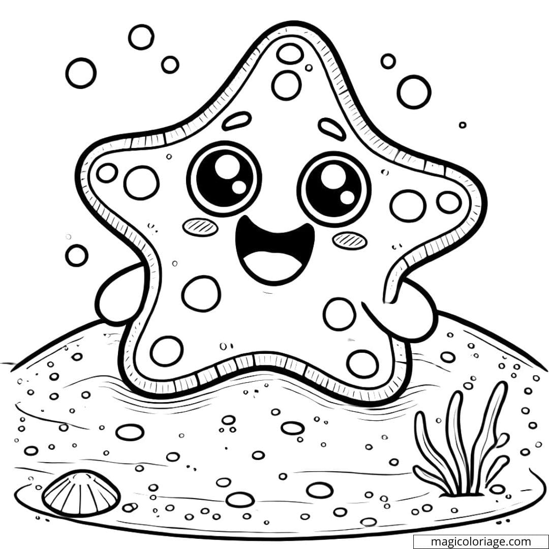Coloriage étoile de mer mignonne pour enfants à imprimer