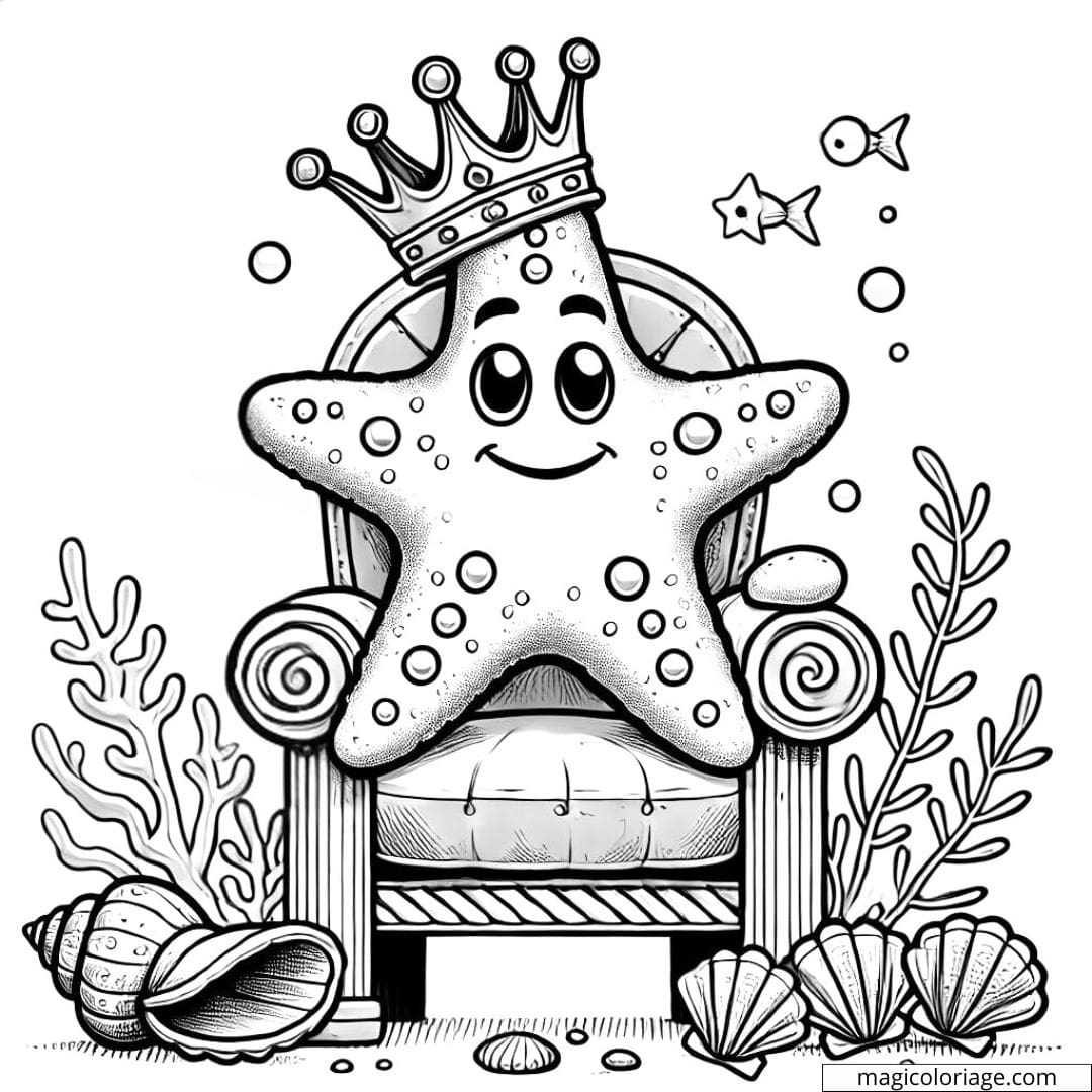 Coloriage étoile de mer royale pour enfants à imprimer