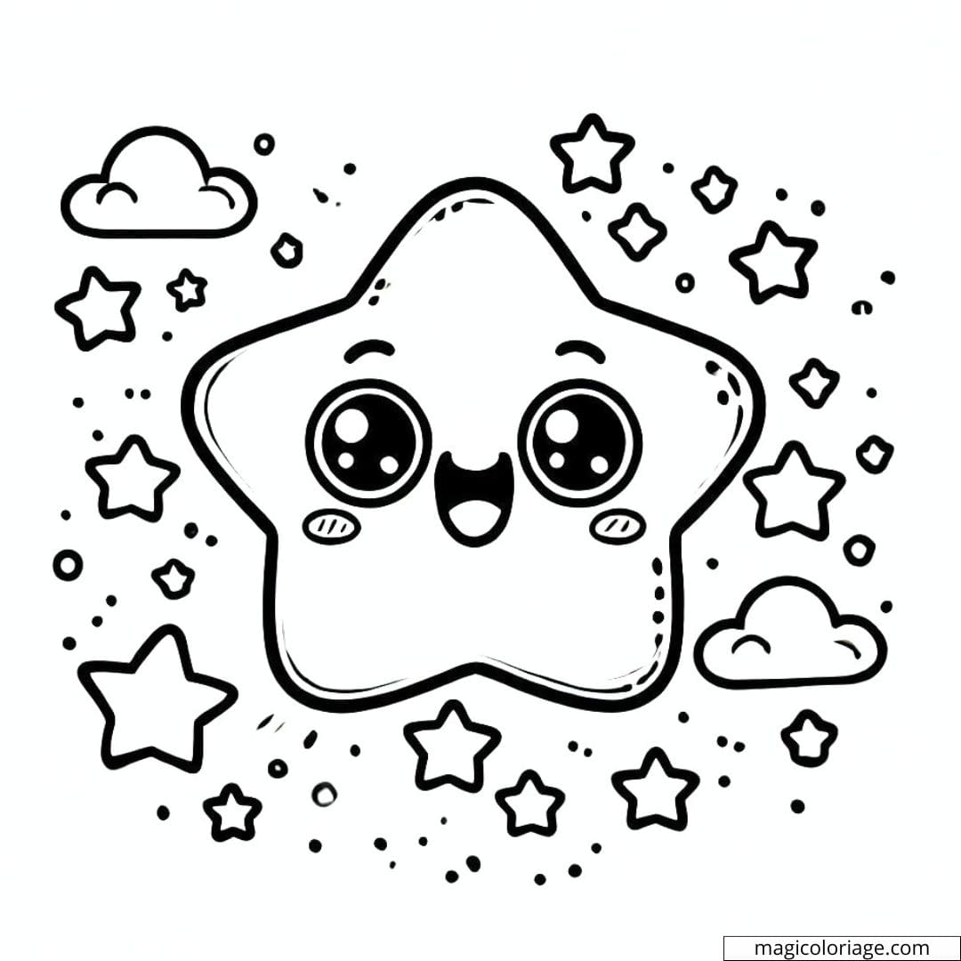 Coloriage étoile mignonne souriante pour enfants à imprimer