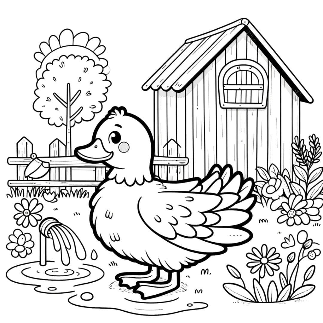 Canard de ferme pour coloriage