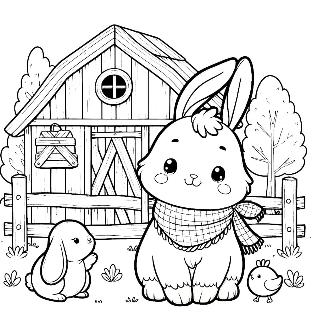 Lapin de ferme pour coloriage