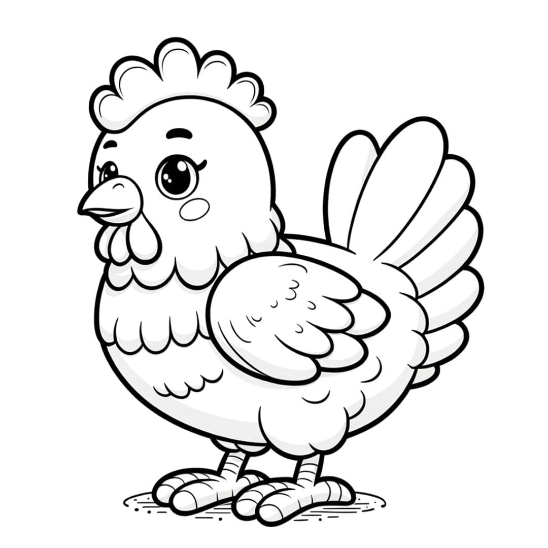 Poulet de ferme pour coloriage