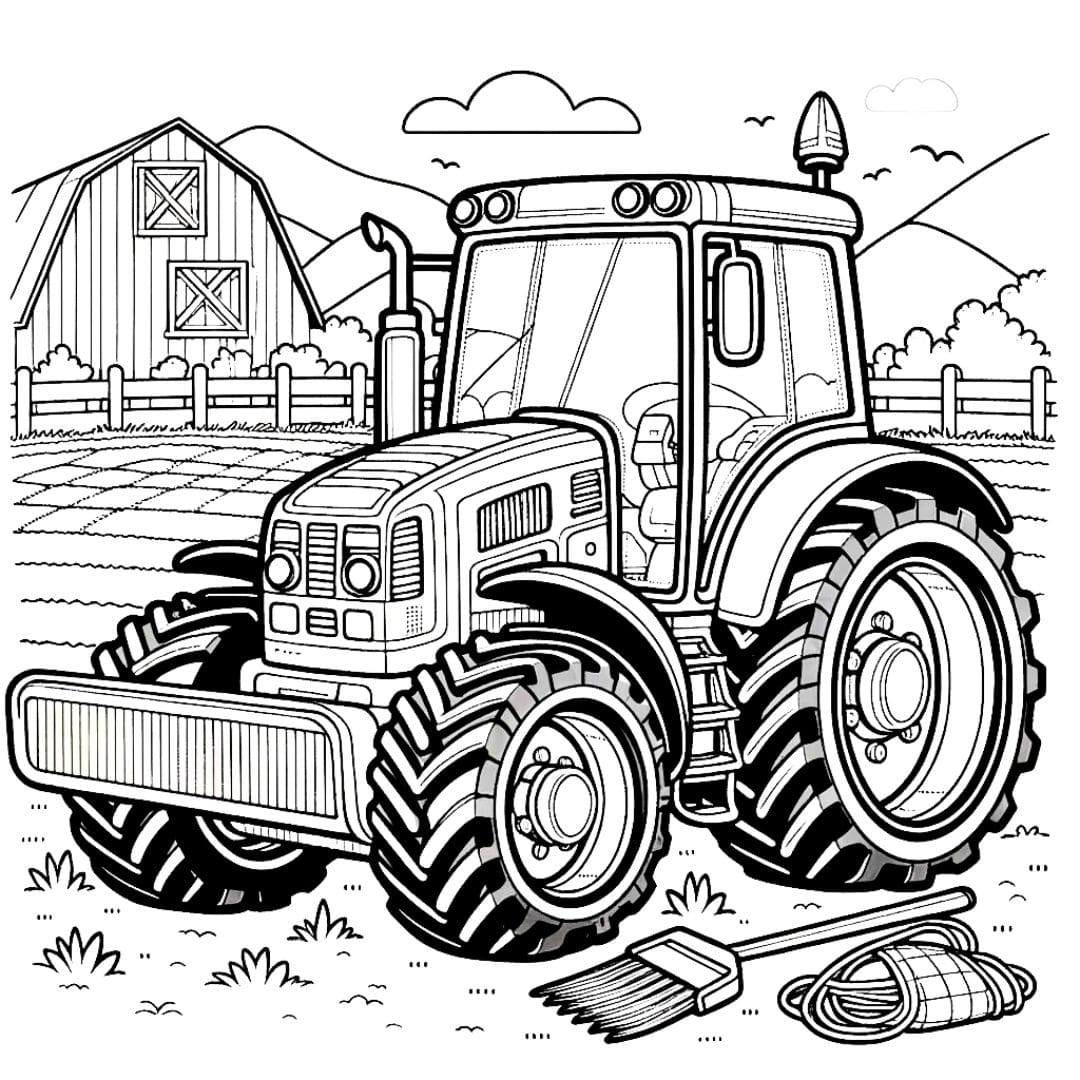 Tracteur de ferme pour coloriage