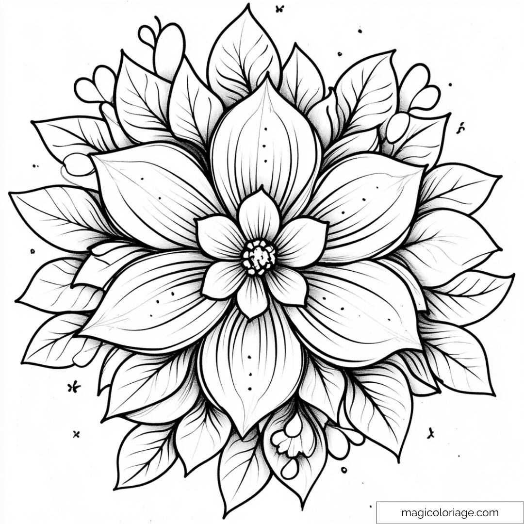 Dessin de fleur ornementale détaillée à colorier