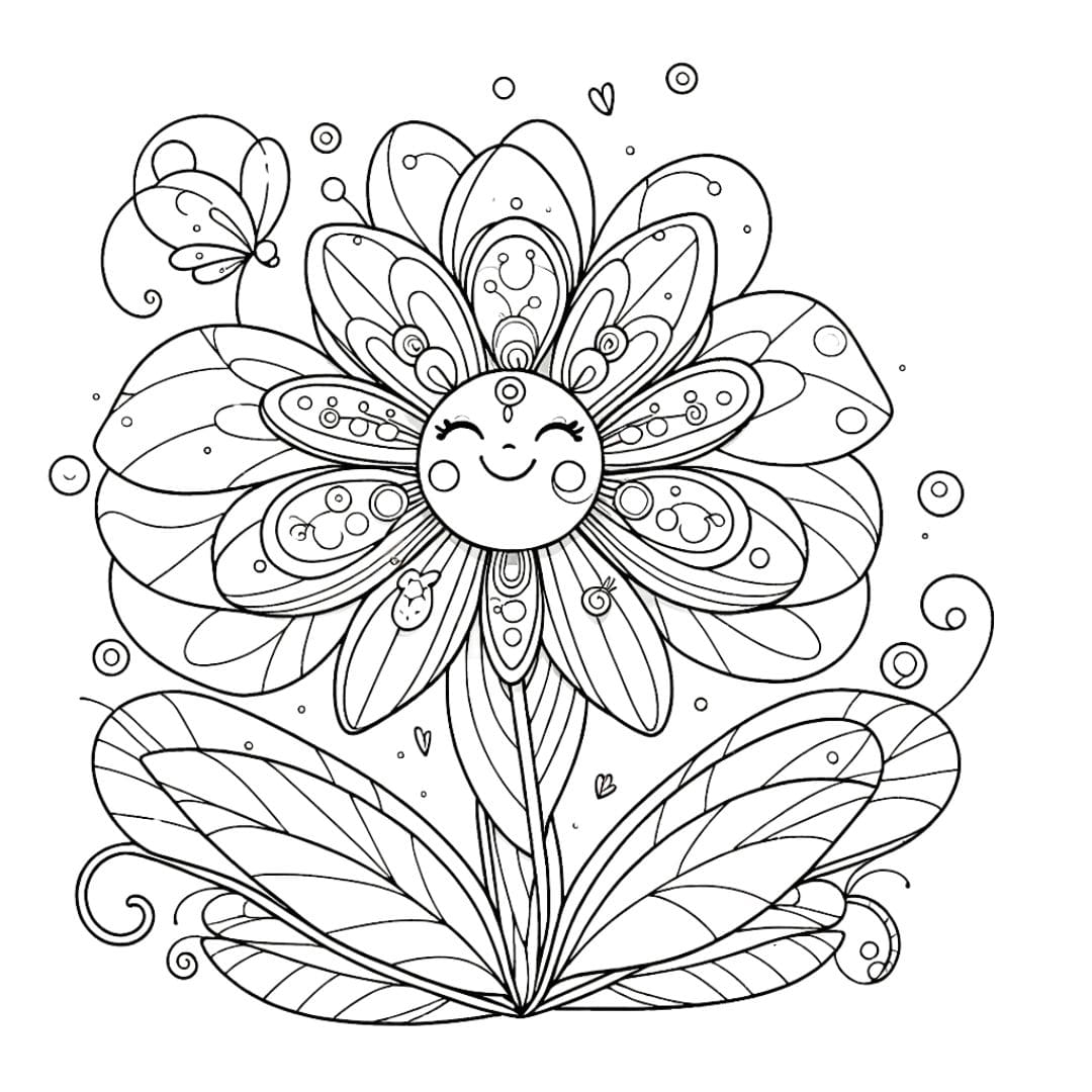 Dessin de fleur féerique à colorier pour enfants