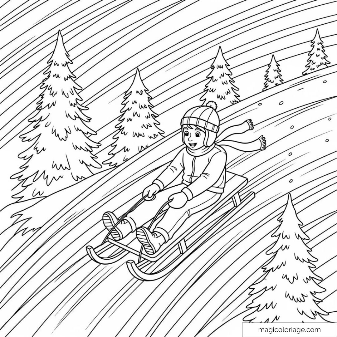 Dessin d'un enfant en luge