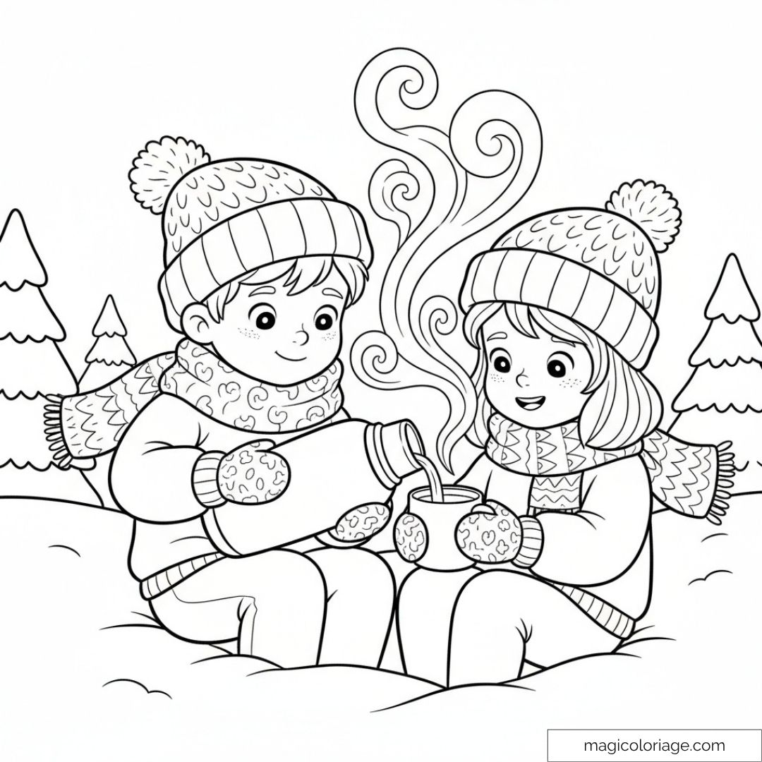Enfants en pulls et bonnets