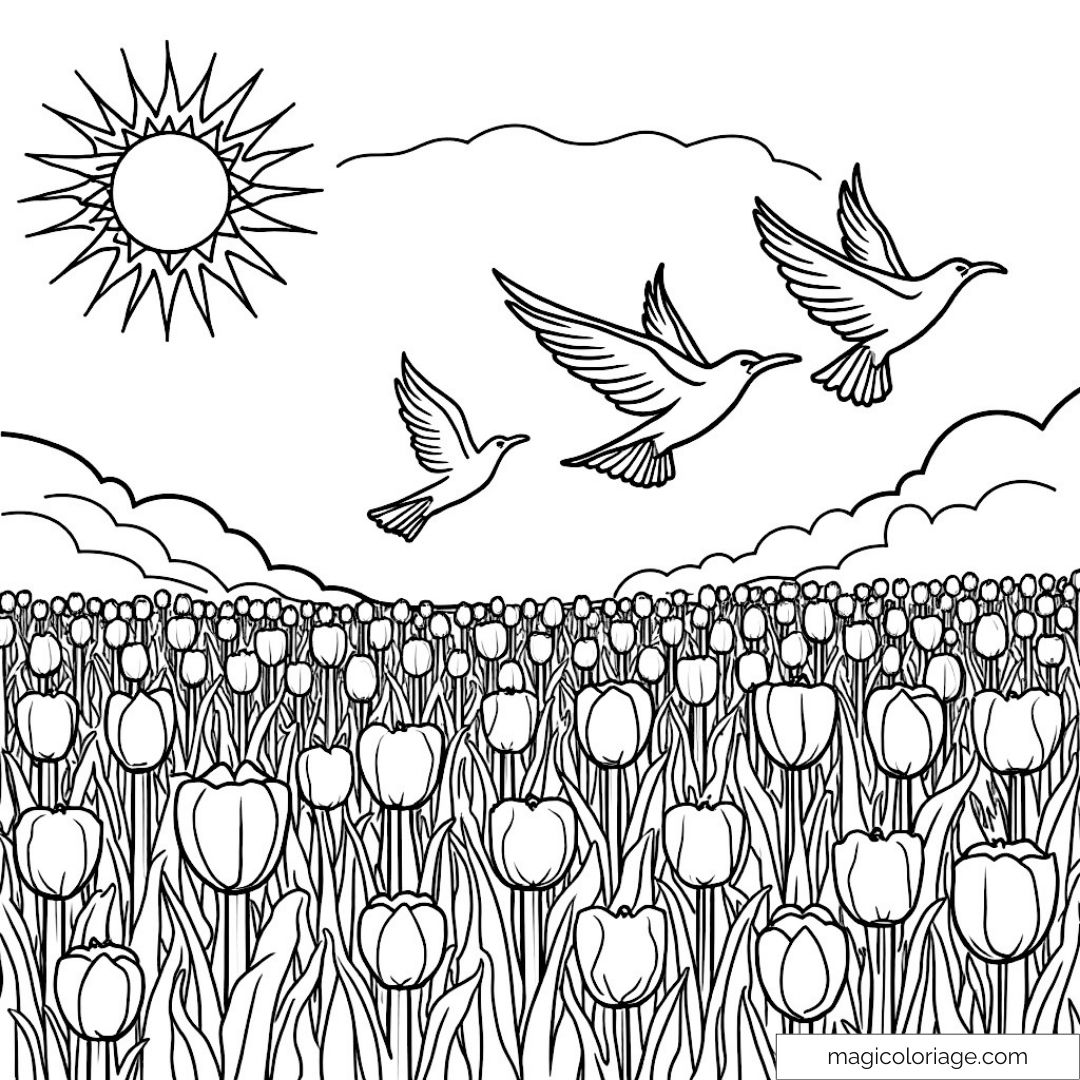 Coloriage de tulipes